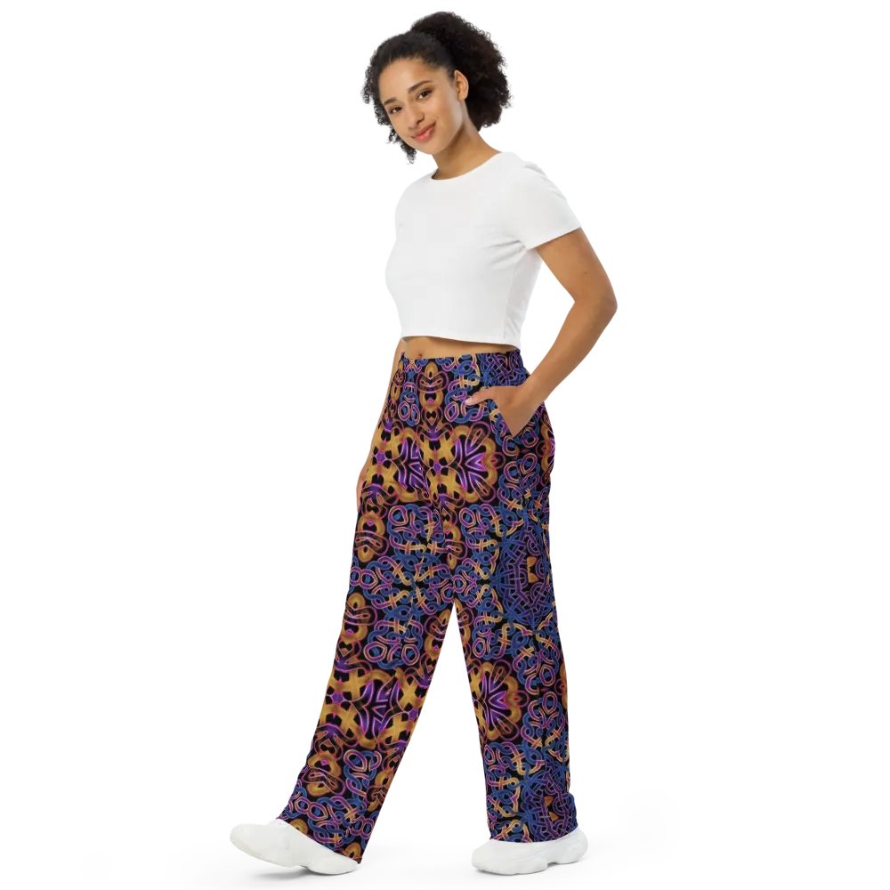 Blue Gold Celtic Kaleidoscope Wideleg Pants product image (4)