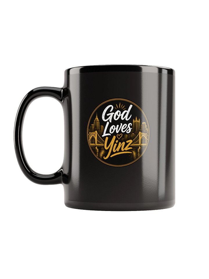 God Loves Yinz Black Mug product image (1)