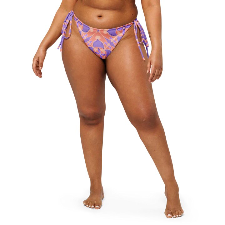 Pastel Orange and Mauve Pattern String Bikini Bottom product image (2)