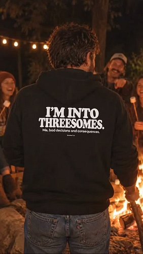 🛒 SHOP HOODIE NOW — LINK IN BIO. 🔥 - THE HOODIE THAT NEEDS EXPLAINING. 😜”, “NOT THE THREESOME YOU EXPECTED. 😭

I'M INTO THREE...