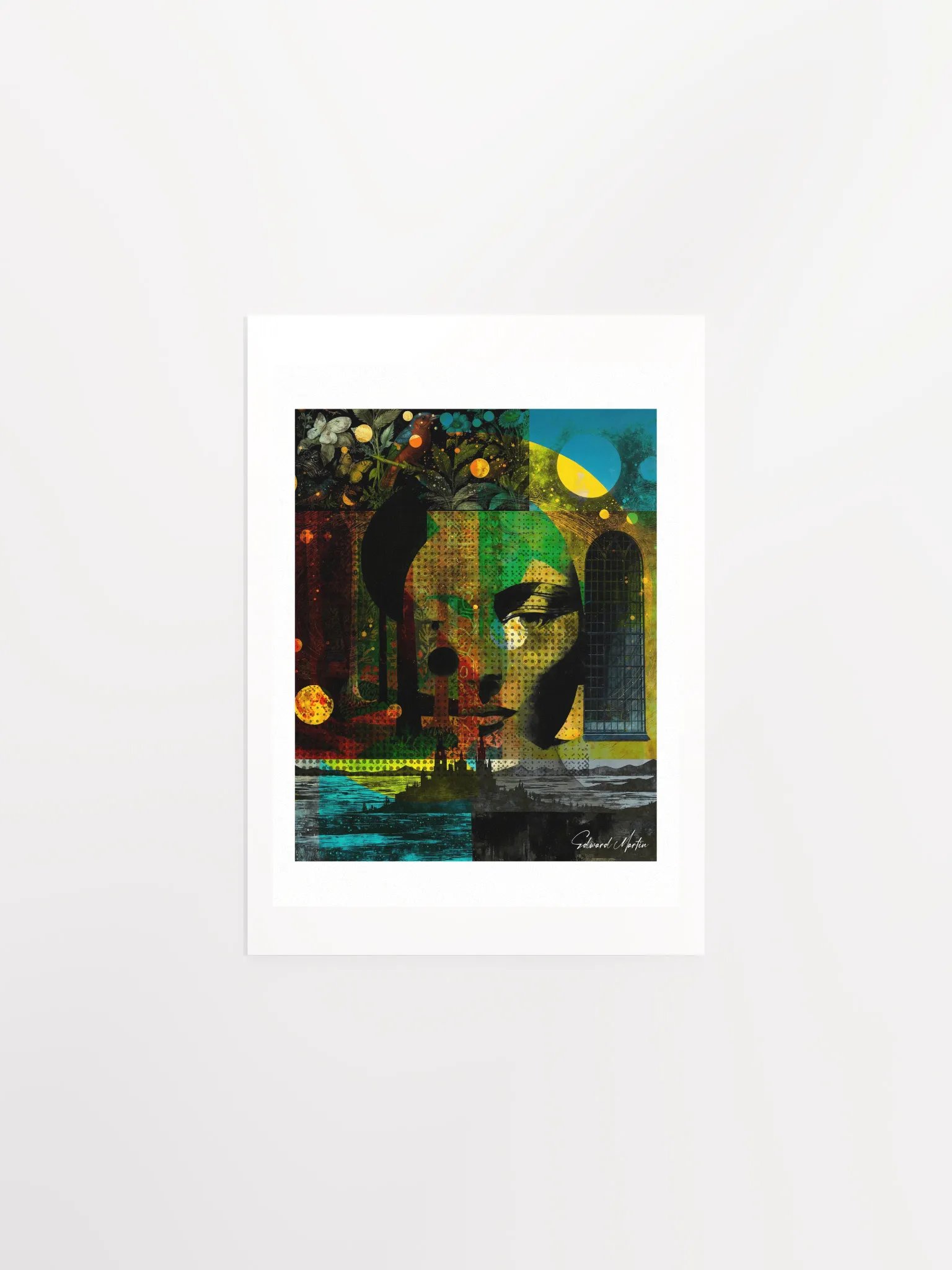 'Island Sanctuary' by Edward Martin- Mixed Media Collage-Celestial Muse Matte Poster product image (2)