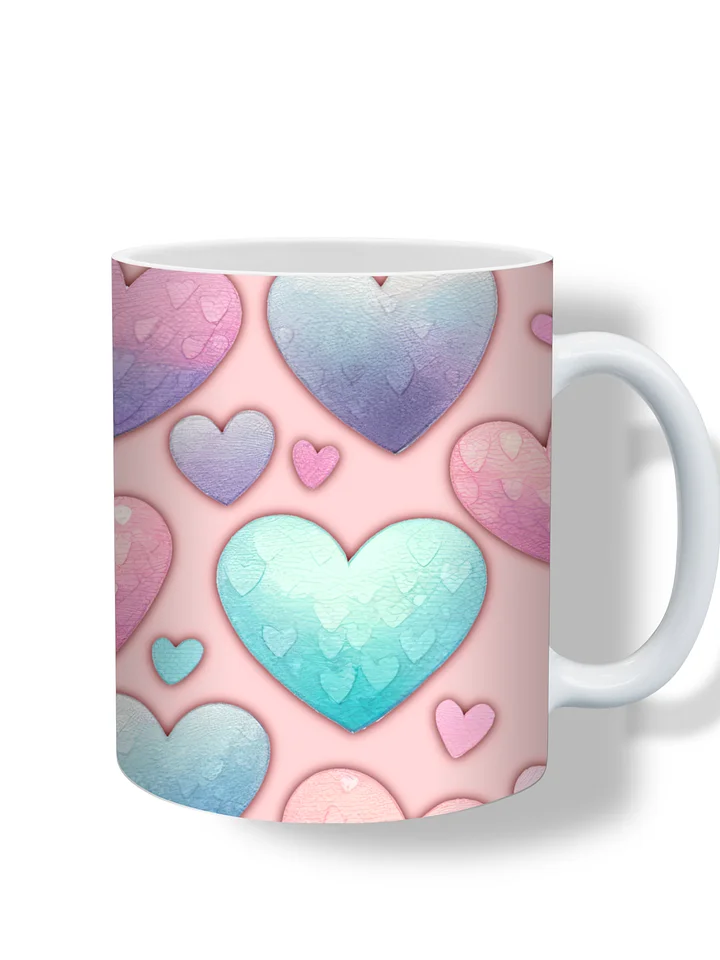 (Pink) Colorful Hearts 11oz Coffee Mug – Cute and Romantic Love-Themed Ceramic Cup – Perfect for Valentine's Day, Anniversaries, or Daily Use product image (1)