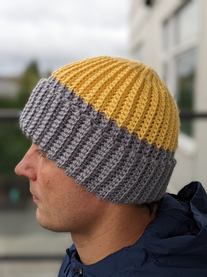 Two-Color Crochet Men’s Hat Pattern with Double Brim product image (2)
