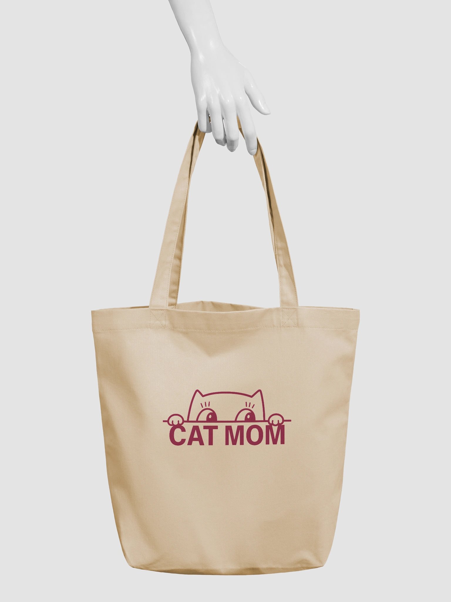 Funny Cat Mom Tote Bag – Cute Peeking Kitty Minimalist Design for Pet Lovers product image (2)