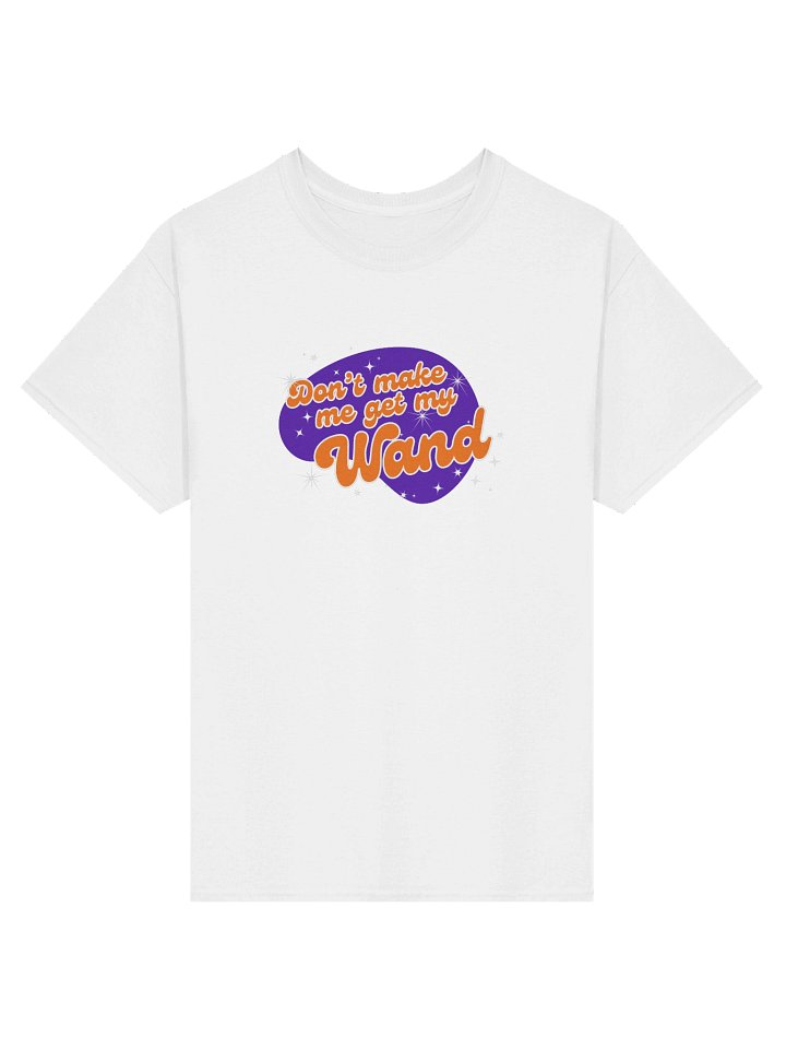Fair warning tee (orange & purple on white) product image (1)