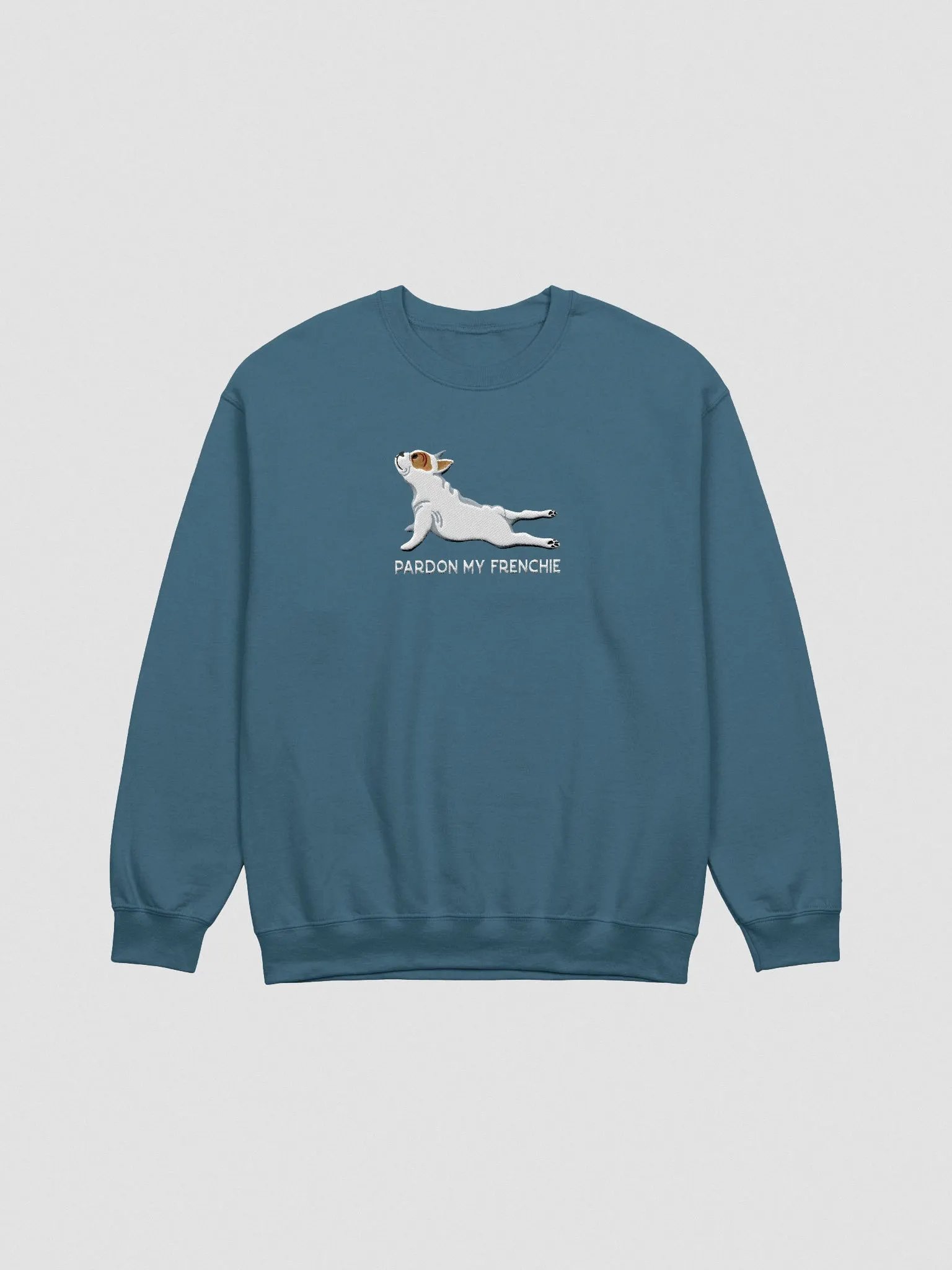 Pardon My Frenchie Sweatshirt (Embroidered) of a French Bulldog(Pied) product image (4)