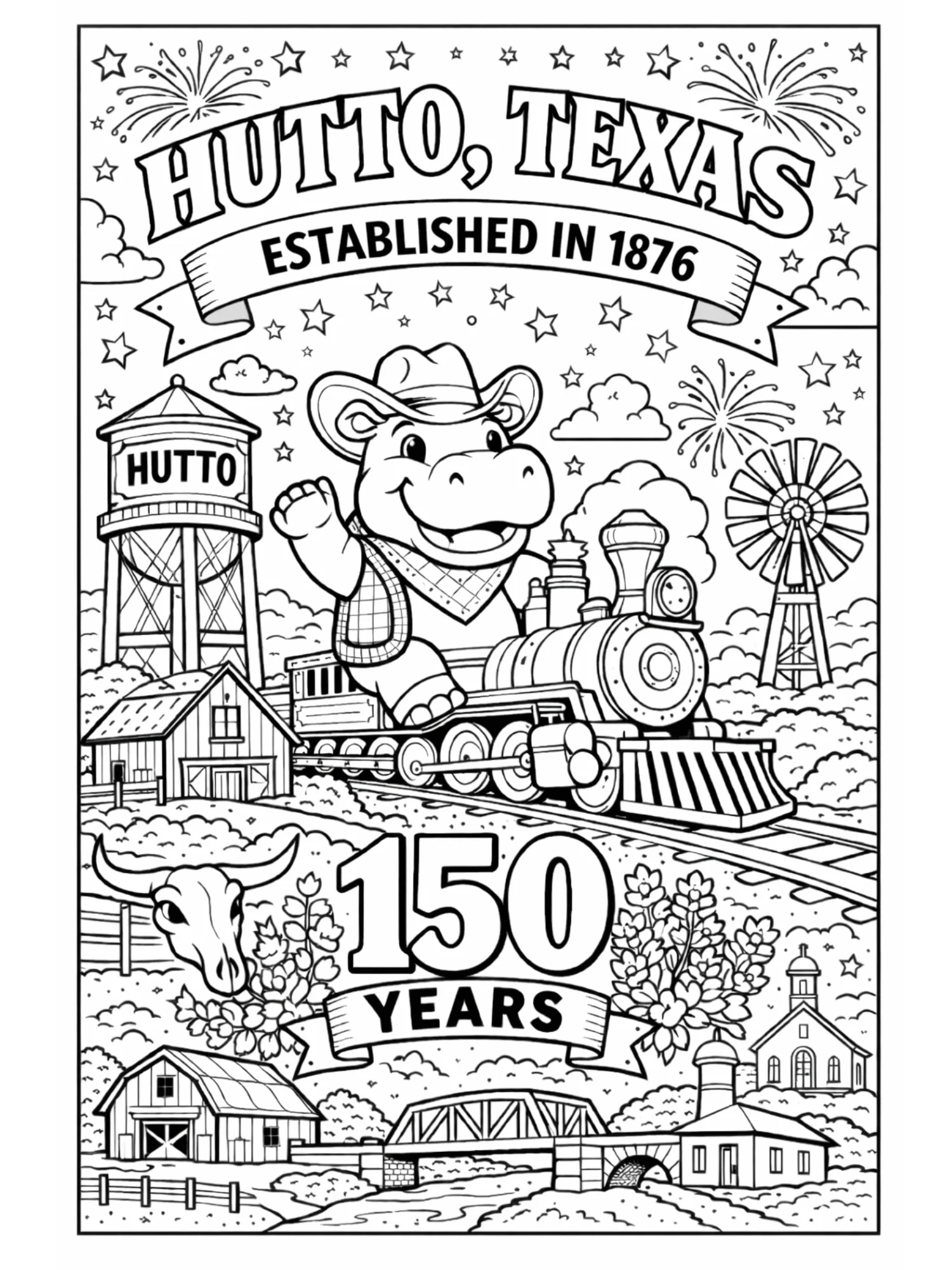 Hutto, Texas 2026 Coloring Book and Calendar of Hutto Hippos – Digital Edition product image (2)