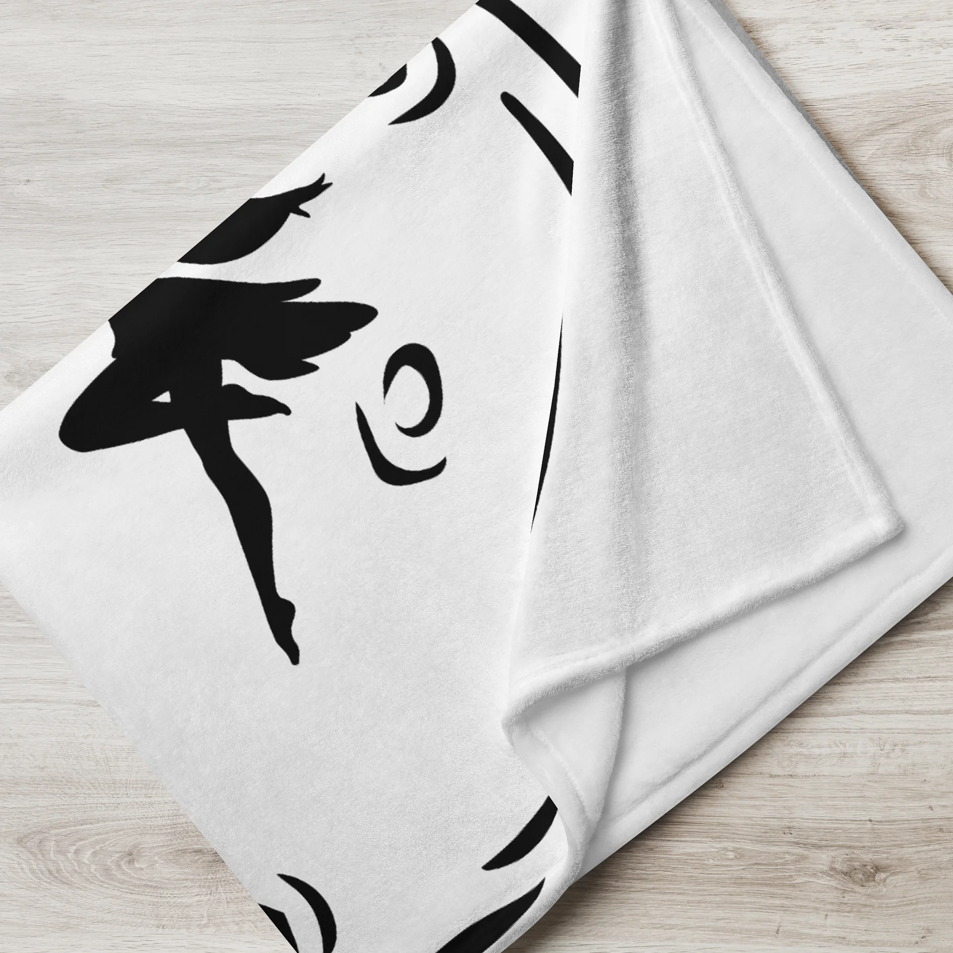 Fairy Silhouette Full Moon Throw – Black & White Celestial Blanket | Mystic Moon Marketplace product image (7)