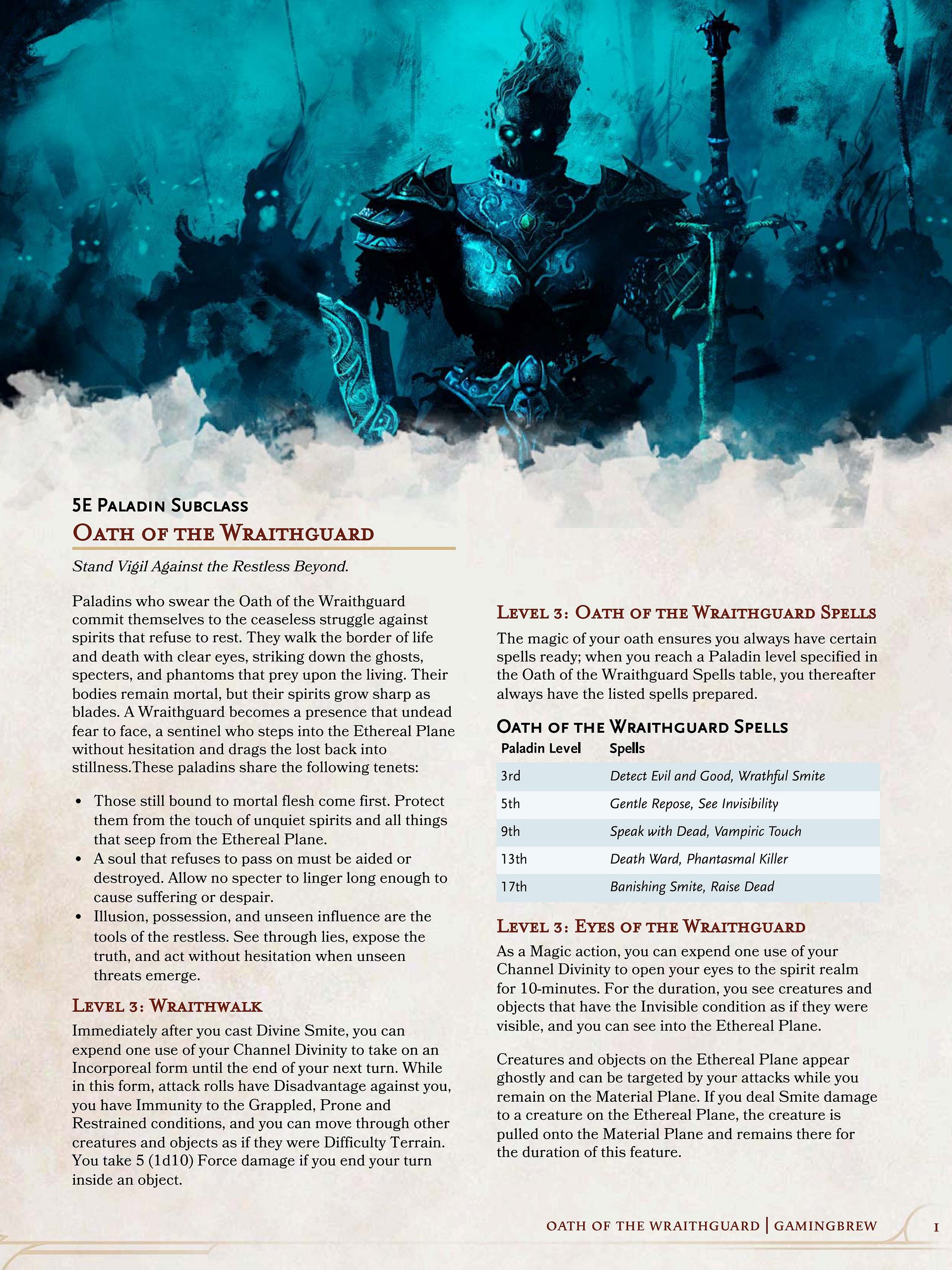 Oath of the Wraithguard | 5.5E Paladin Subclass product image (2)