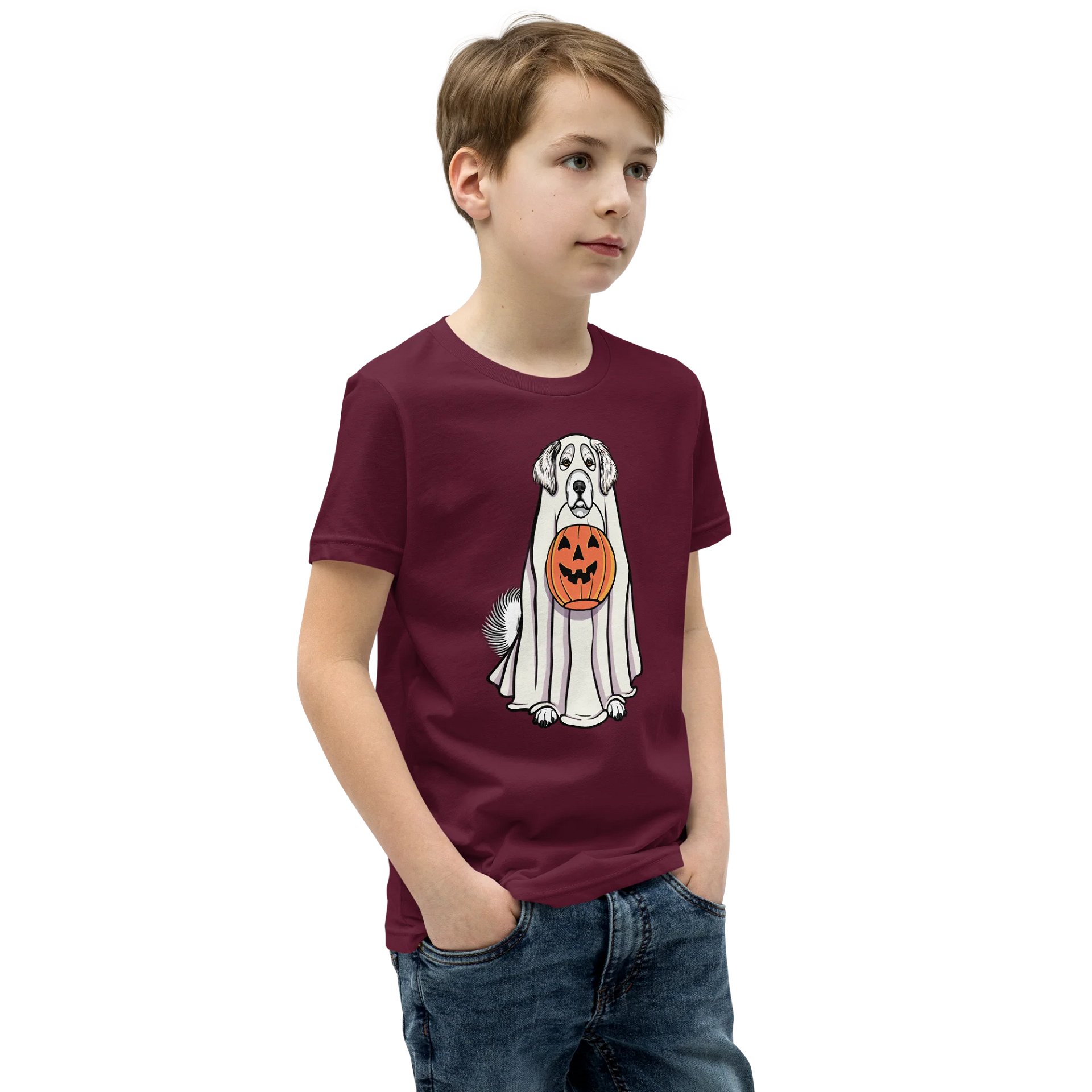 Halloween Great Pyrenees(White) Youth T-Shirt product image (2)