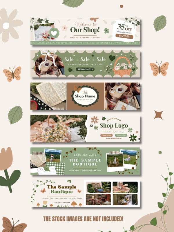 Cottagecore Banner Templates Canva (MRR/PLR) product image (2)