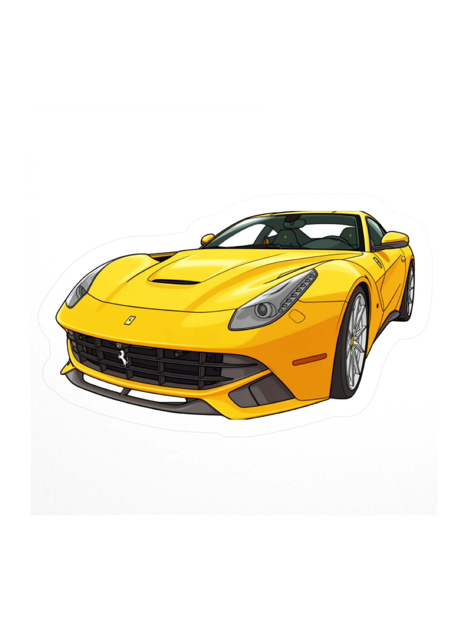 Yellow Ferrari F12 Berlinetta Sticker (Retro, Sketch, Silhouette) product image (1)