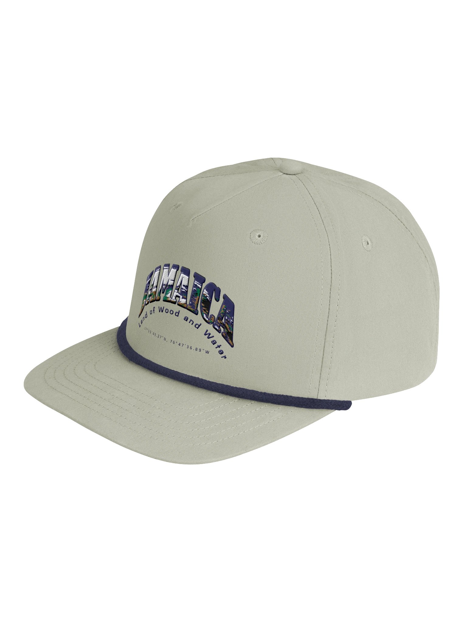 Caribbean Apples - Jamaica Alt Scenic 2 | Embroidered | Golf Rope Cap | Tan & Navy product image (3)