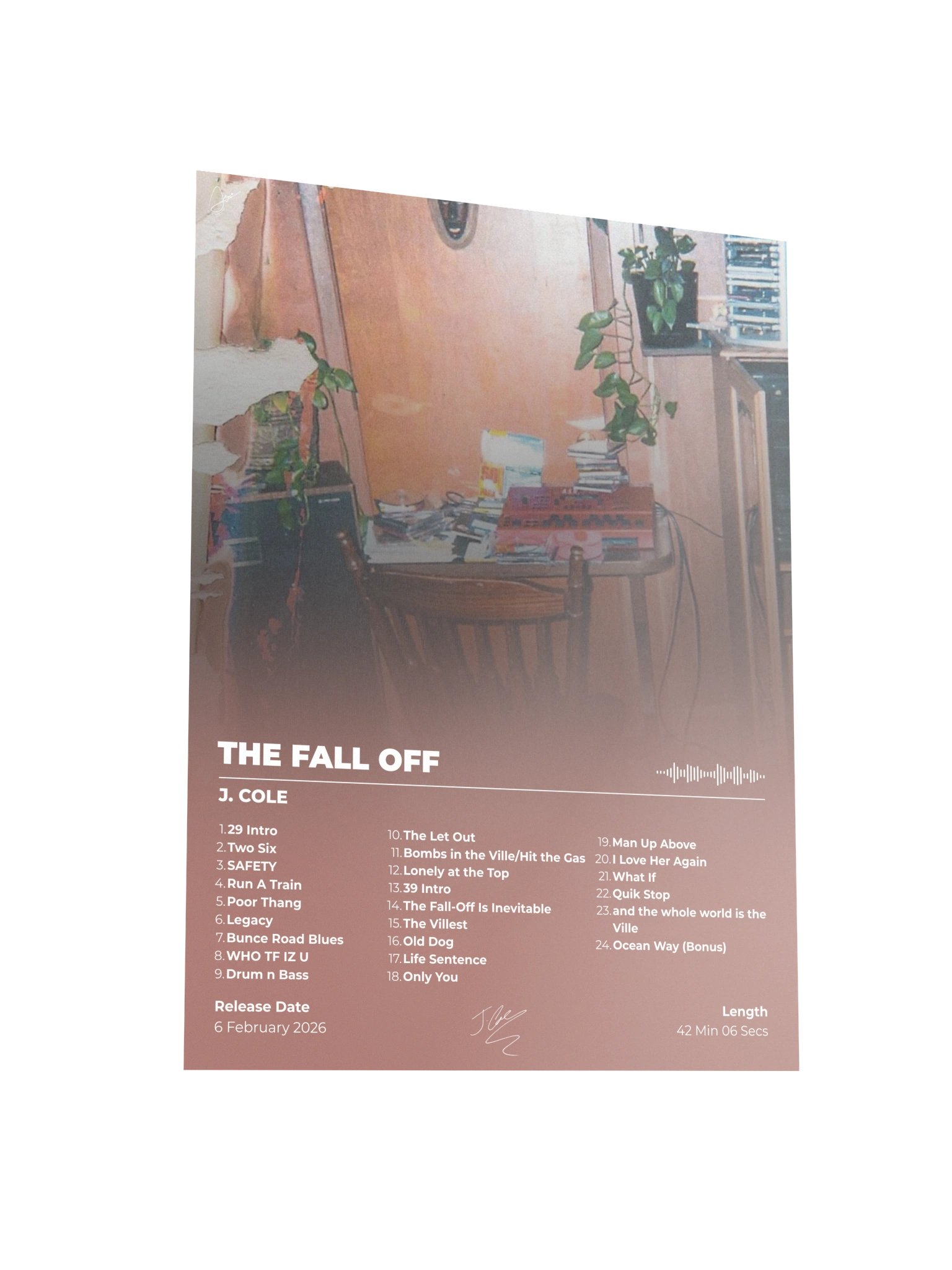 THE FALL OFF Tracklist Poster product image (5)