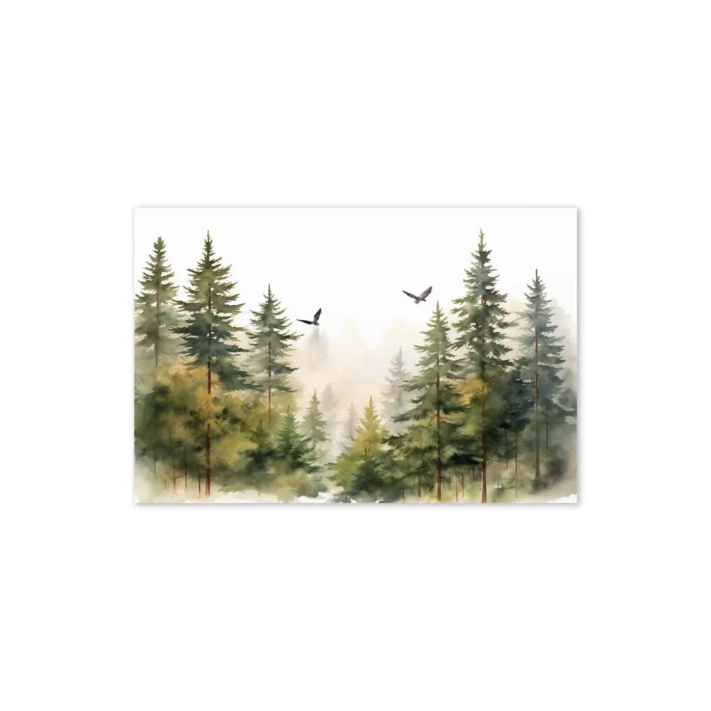 All-Occasion Greeting Card: Flying Birds Over Fir trees product image (4)