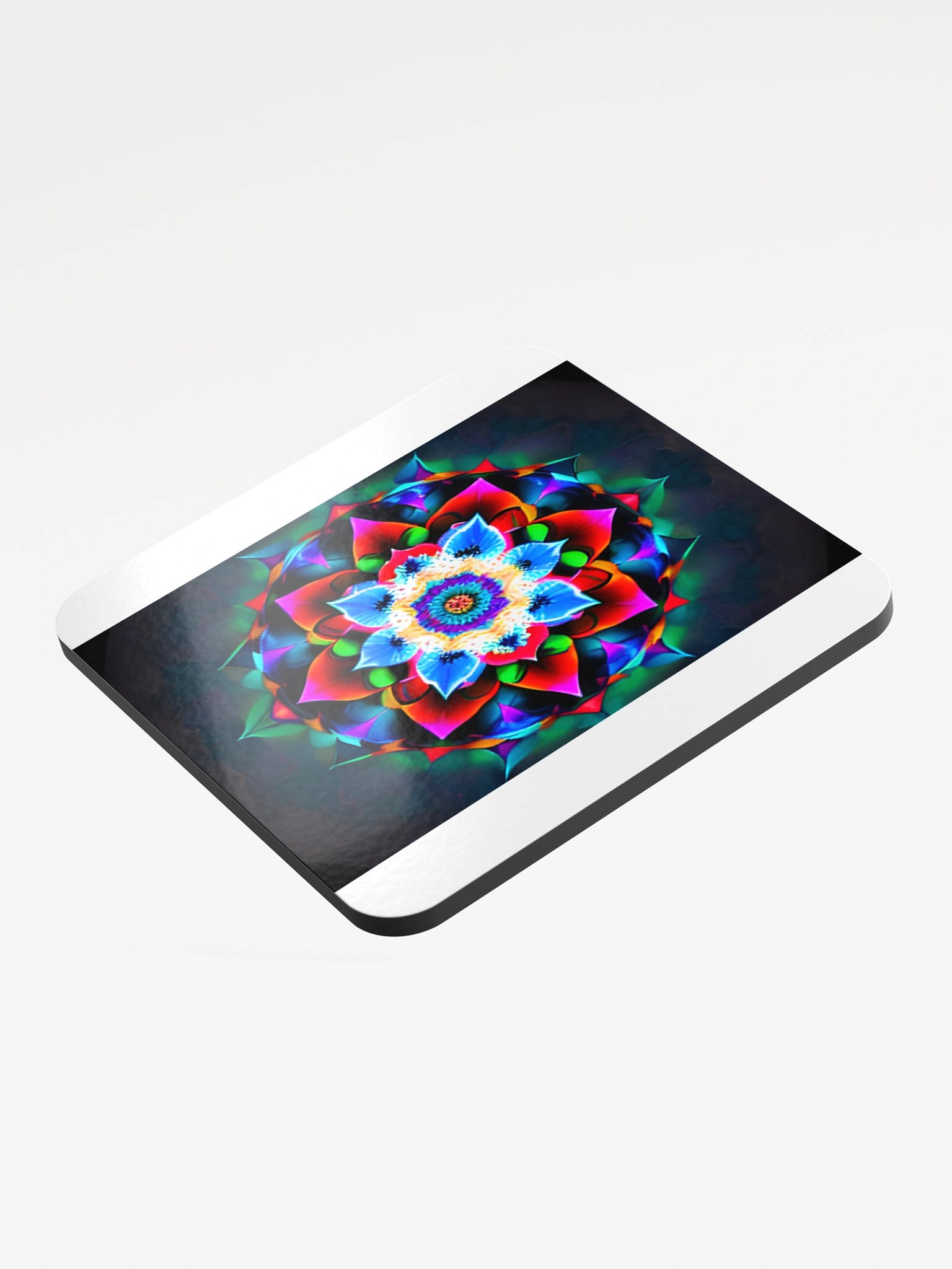 Neon Mandala Glossed Cork Coaster product image (3)