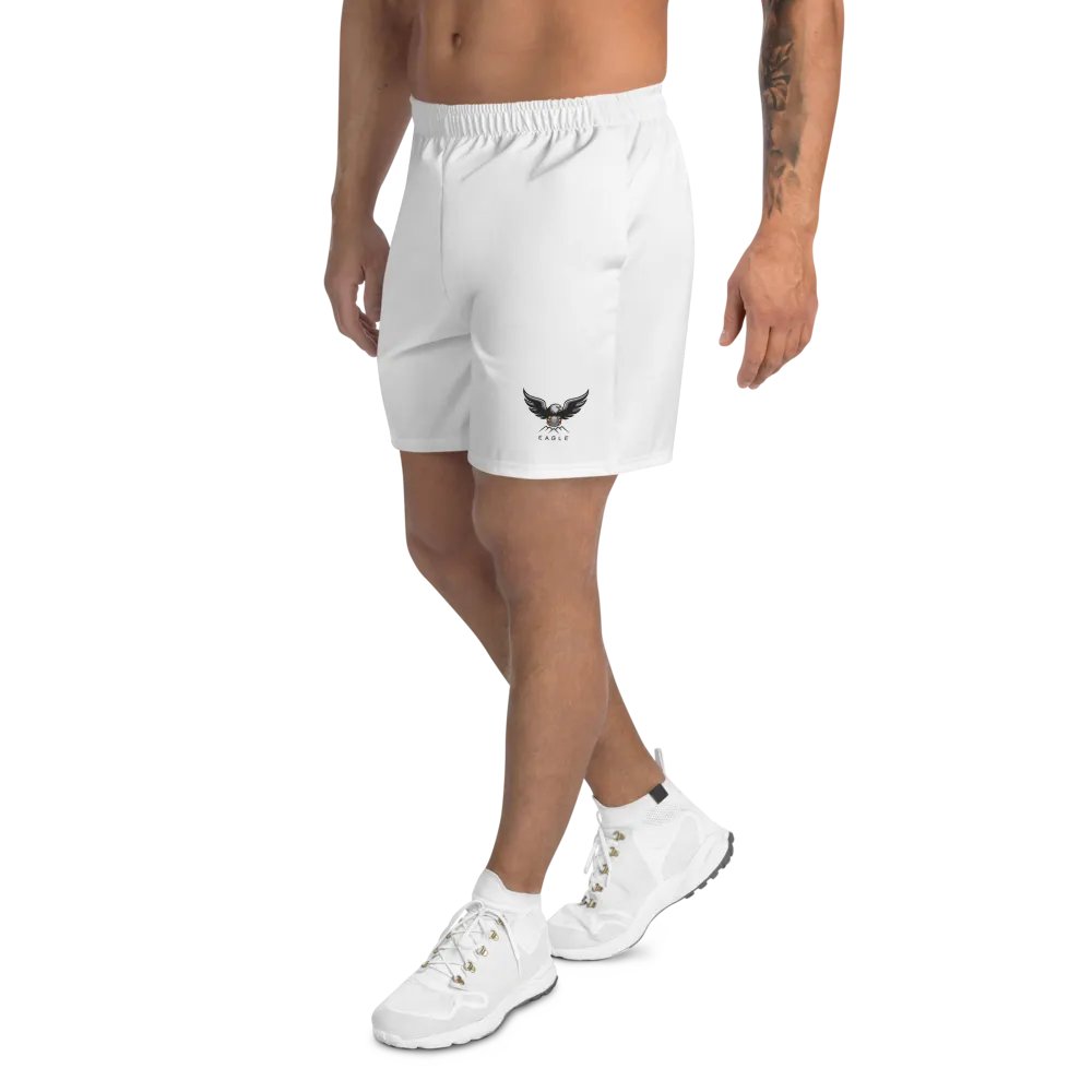 Eagle Unisex Athletic Long Shorts - Exclusive Eagle Logo, White, Eco-Friendly product image (1)
