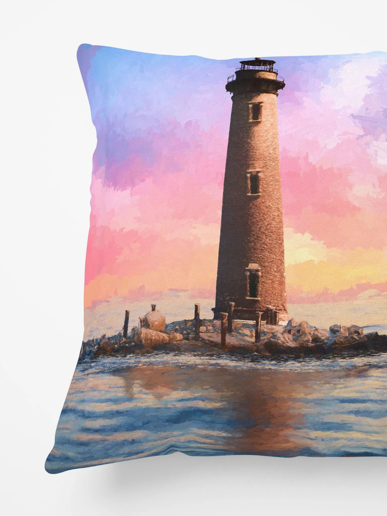 Sand Island Lighthouse – Mobile Alabama Throw Pillow product image (4)