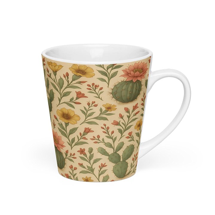 Desert Cactus Latte Mug – 12 oz Ceramic Coffee Cup with Succulent and Bloom product image (2)