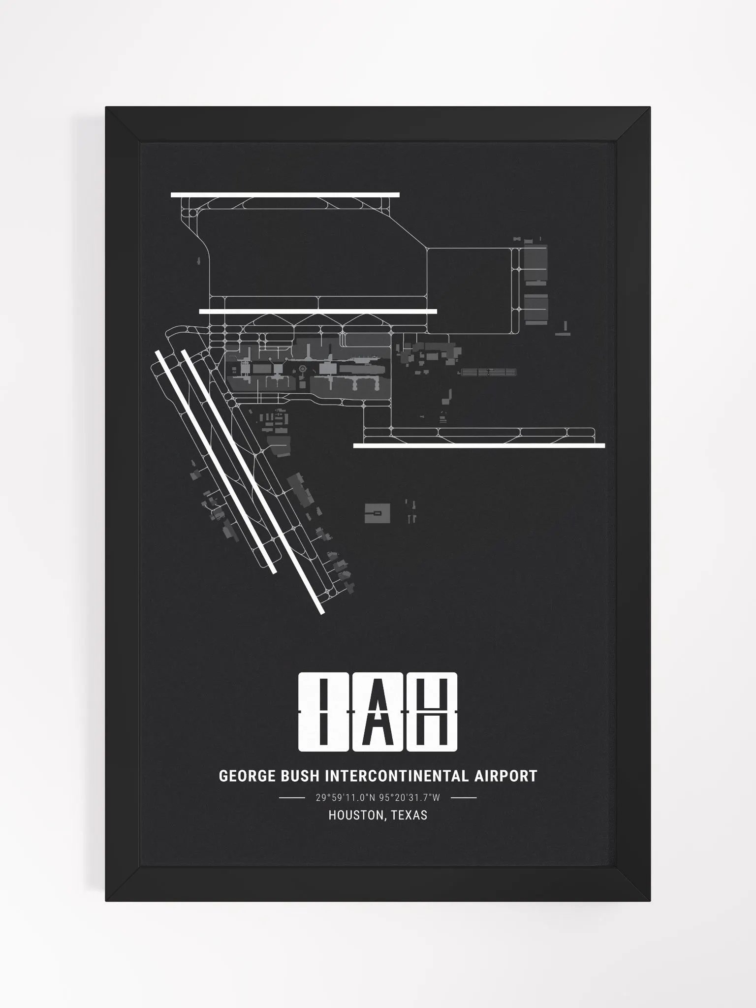 Framed Airport IAH Premium Map On Matt Paper product image (1)