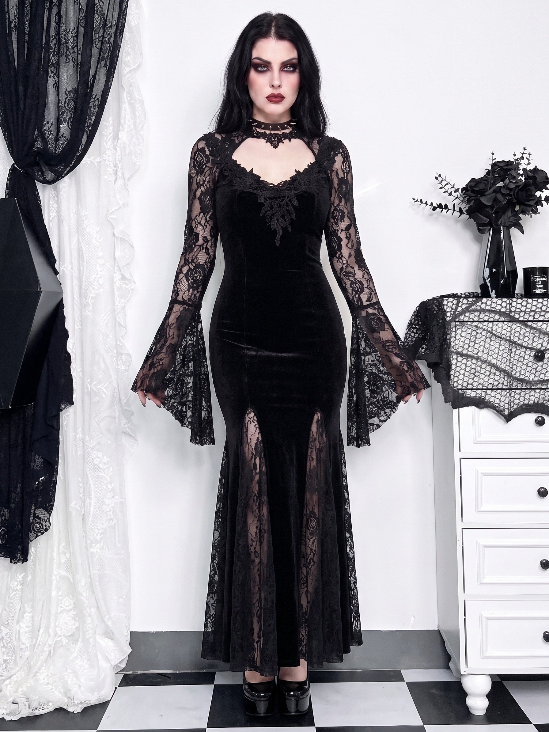 AltGoth Aesthetic Gothic Midi Dress Women product image (1)