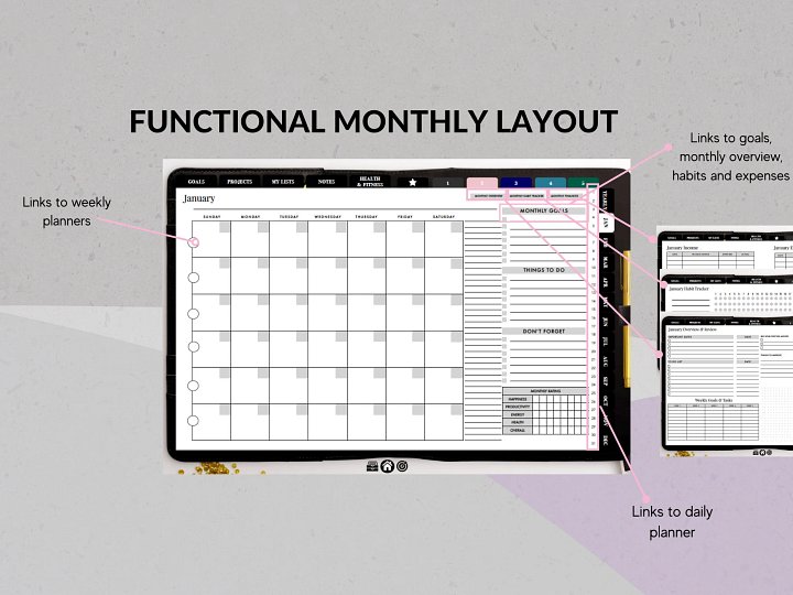 Undated Digital Planner - Black Vertical Week | Ideal for iPad & Phone product image (2)