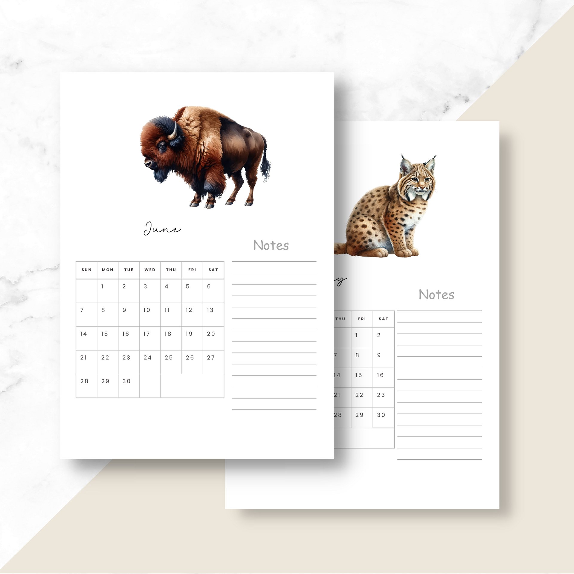 2025-2026 Printable Calendar Pages: Nature product image (5)