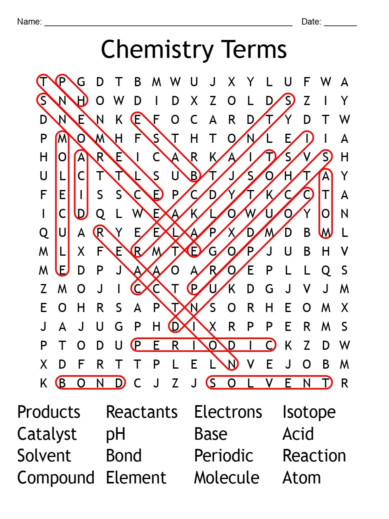 Printable Chemistry Terms Word Search – 16 Key Vocabulary Words! product image (2)