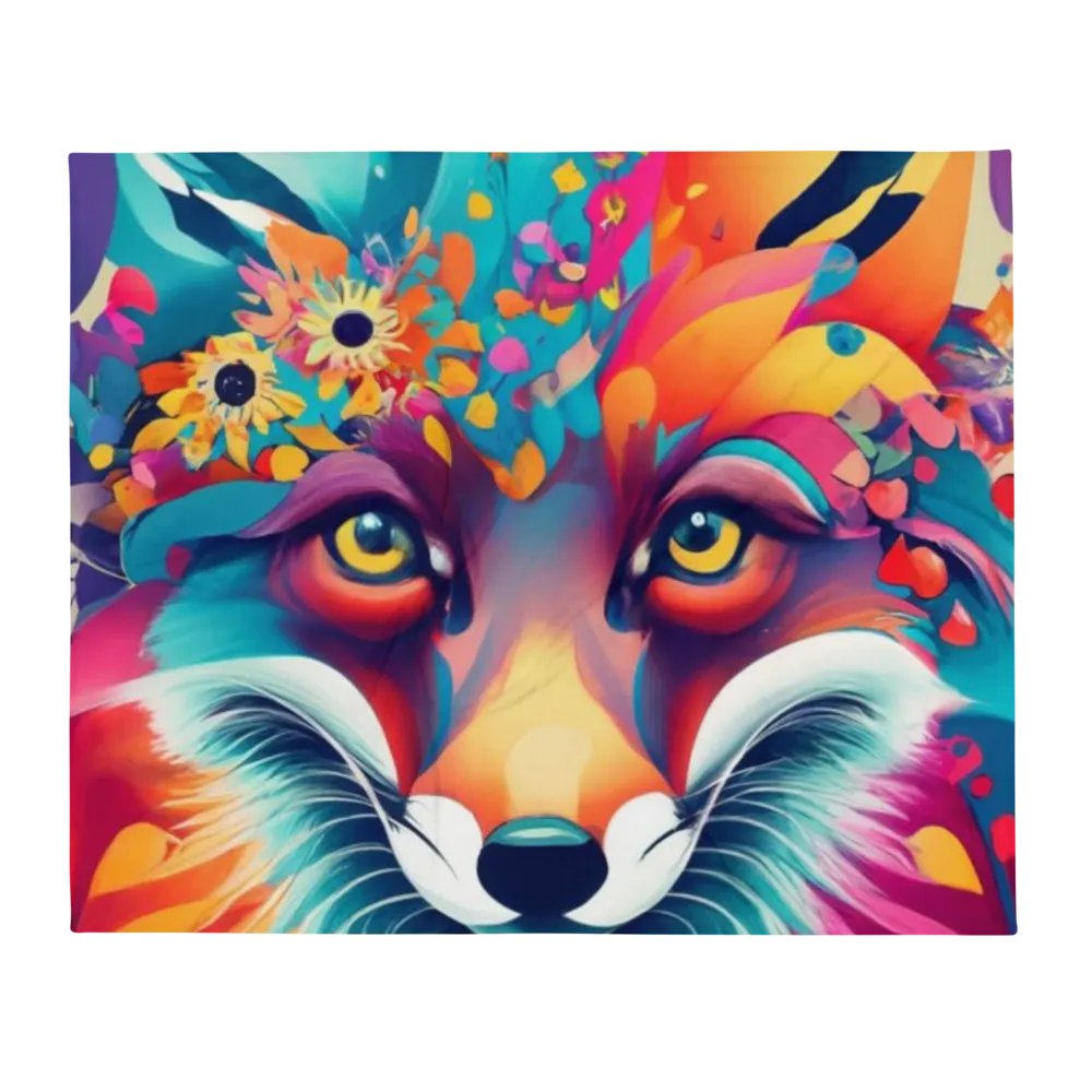 Pretty Floral Fox Face Throw Blanket product image (3)