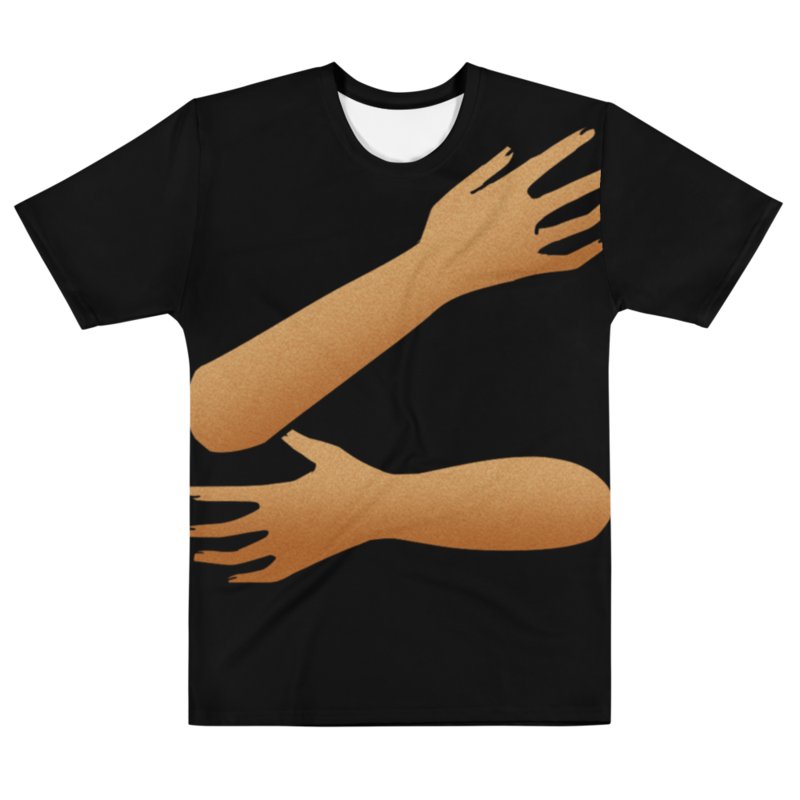 Back Hug T-Shirt (black shirt / brown skin tone) product image (1)