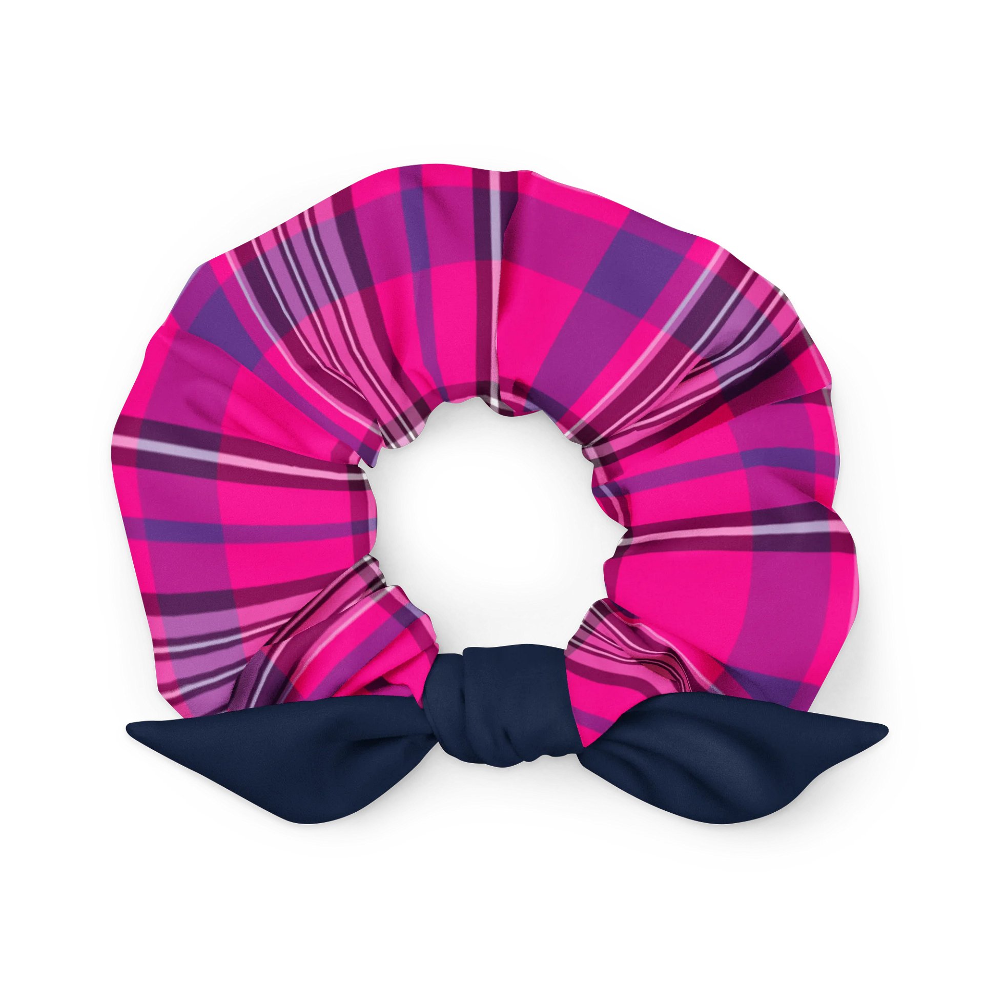 Hot Pink & Purple Plaid Scrunchie | Sustainable Hair Accessory product image (1)