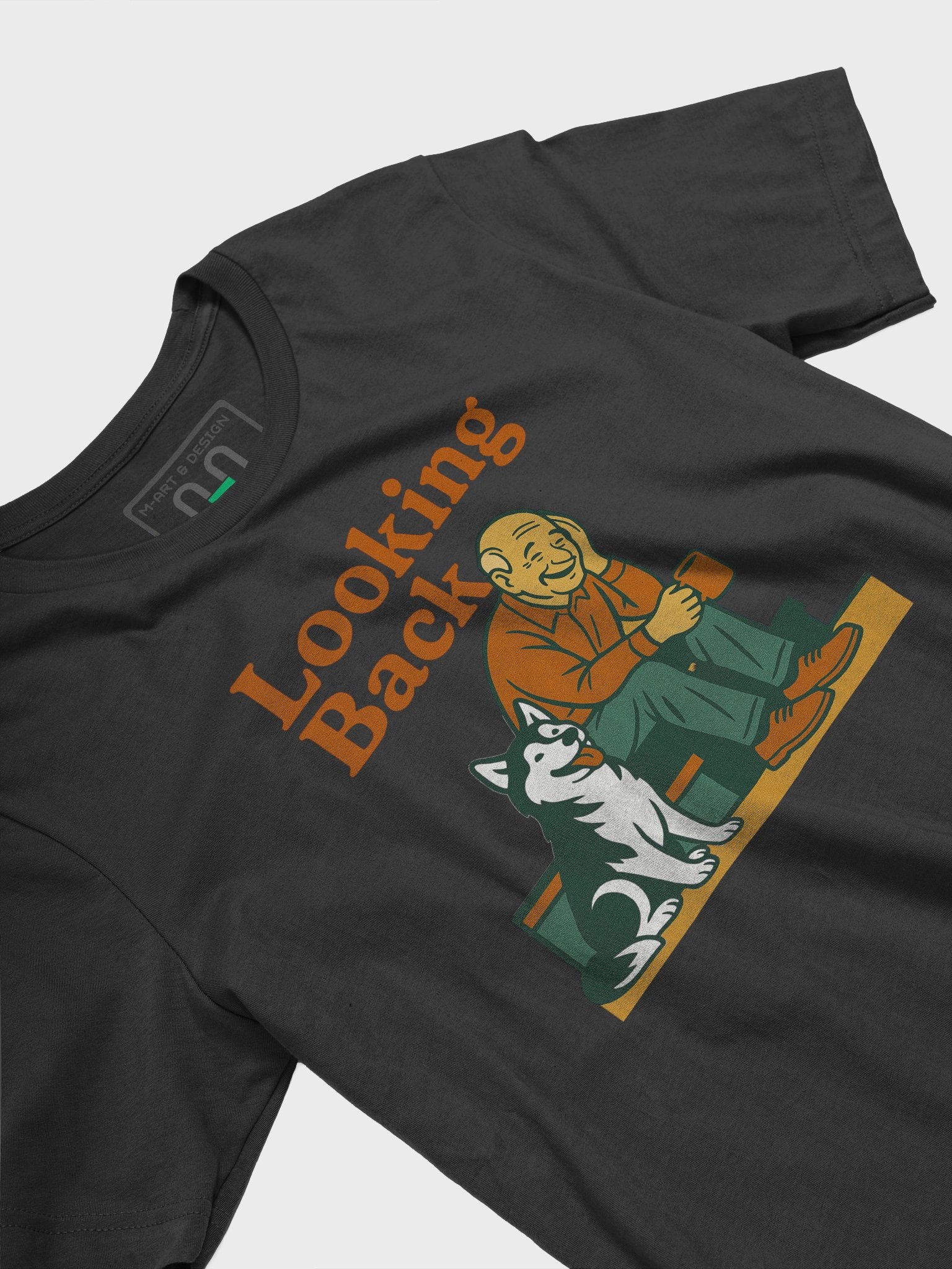 Looking Back, Moving Forward - Retro T-Shirt with Husky Friend product image (19)