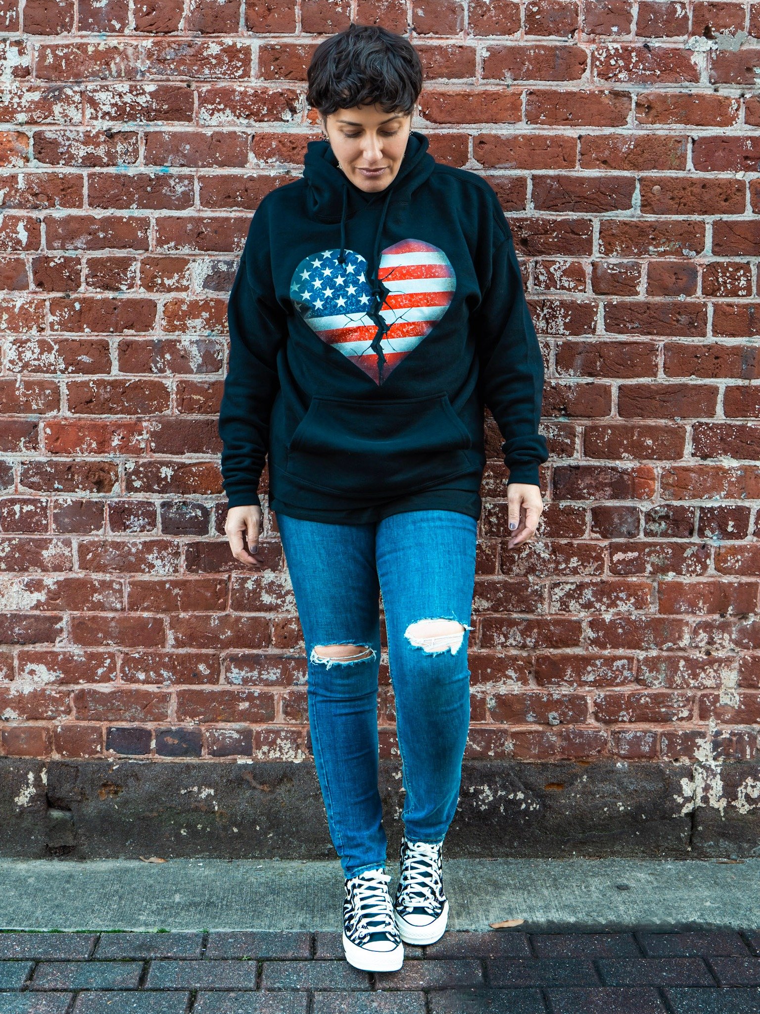 Our Broken USA Essential Hoodie – Two-Sided Unisex Protest Sweatshirt | Political Statement Apparel product image (7)