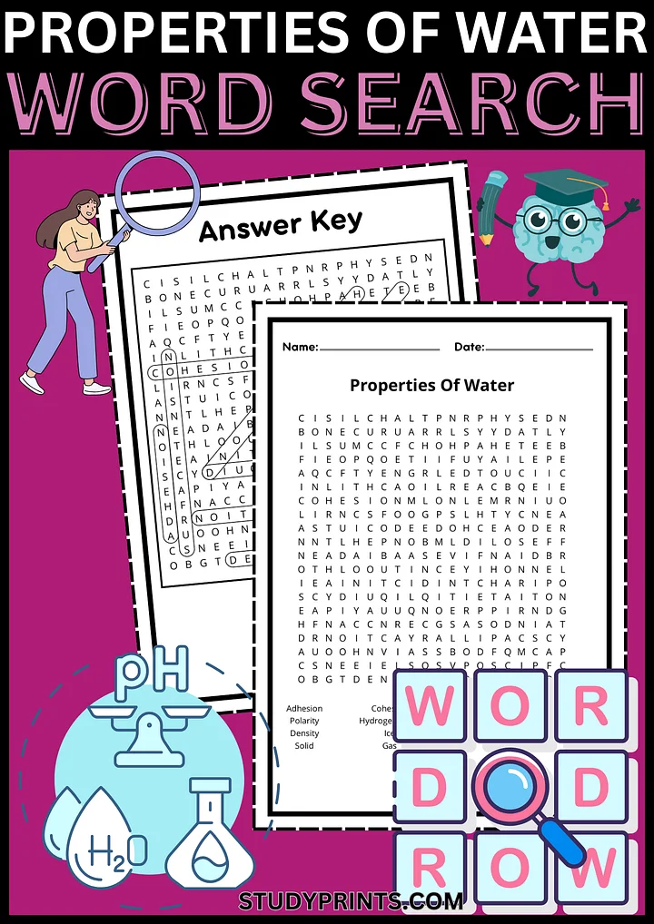 Properties of Water Word Search Puzzles Printable product image (1)
