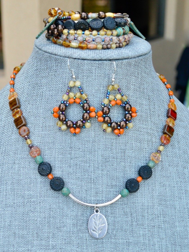 Earthy Bohemian Handmade Jewelry Set Bracelet Earrings and Necklace product image (7)