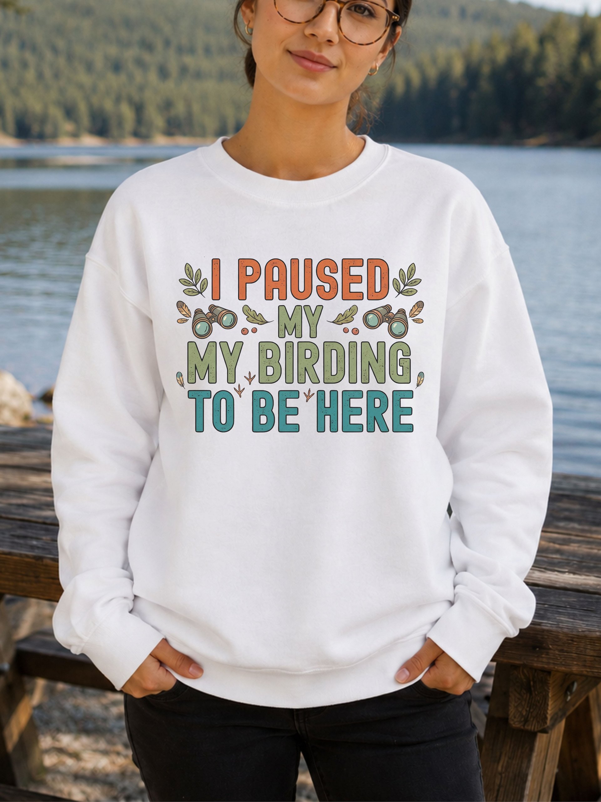 I Paused My Birding To Be Here Crewneck Sweatshirt – Funny Birdwatching Pullover & Birder Gift product image (7)