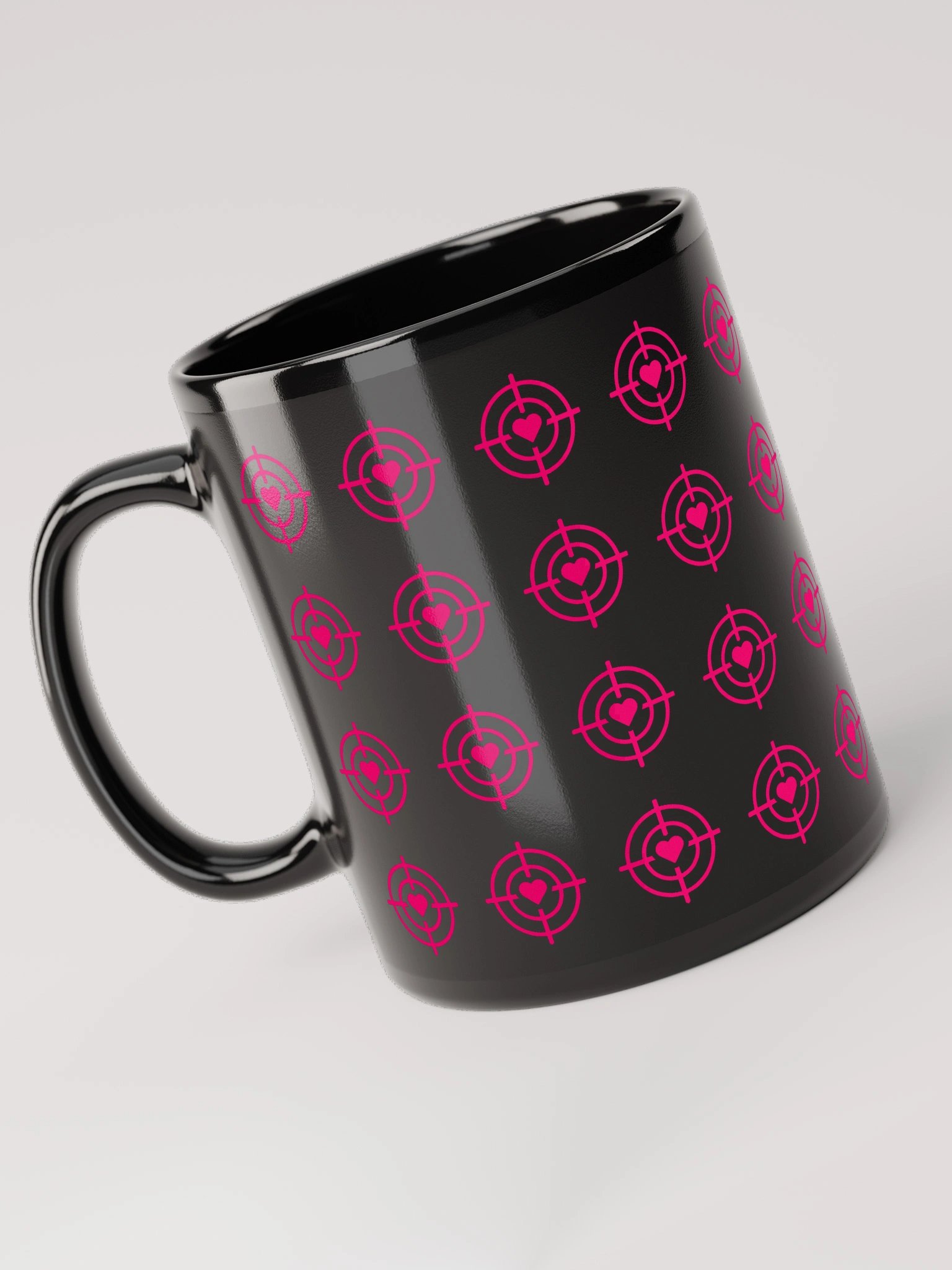 Pink Heart Crosshair Black Mug product image (3)
