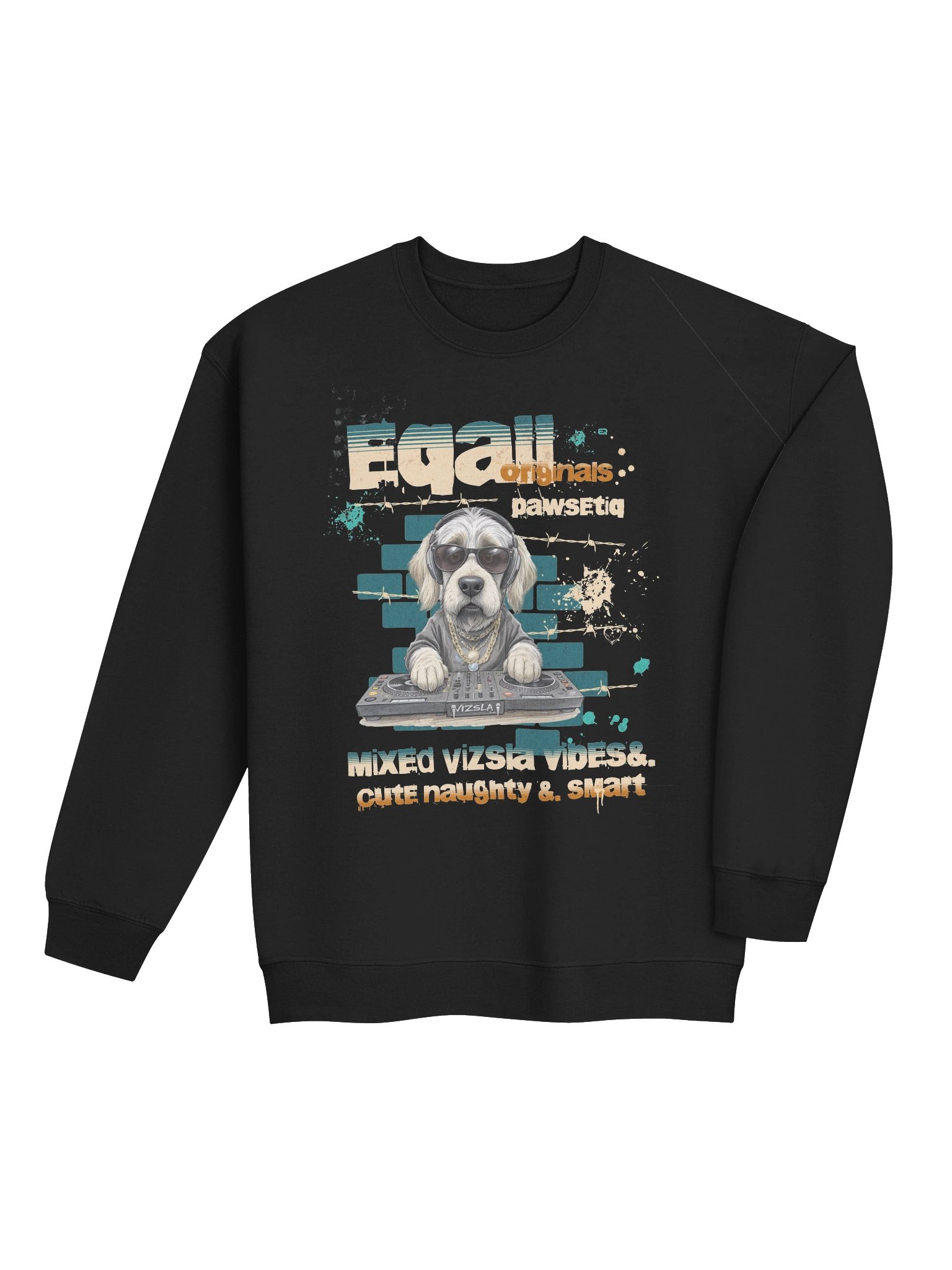 Urban DJ Dog VIZSLATIQ Vibes Mid-weight PAWSETIQ Crewneck by EQALL® Originals_Mustard_Beige product image (4)