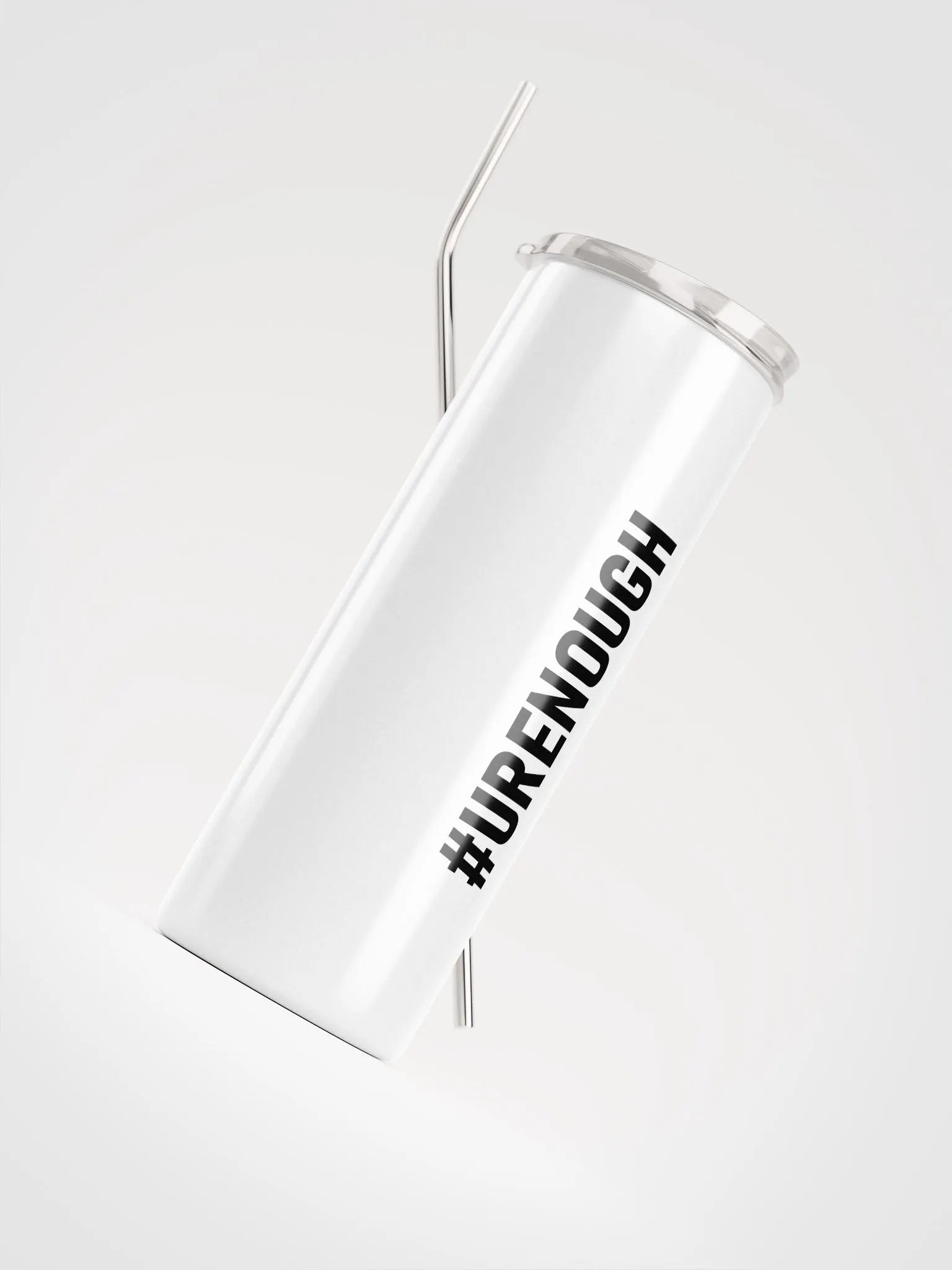 20 oz #URENOUGH - High End Travel Tumbler with Straw - White product image (4)