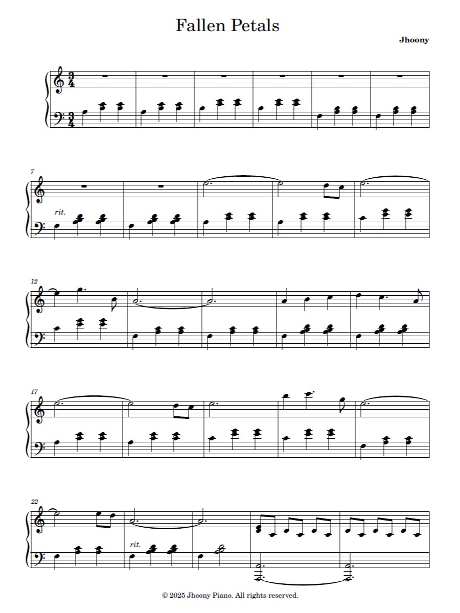 Fallen Petals - Sheet Music product image (1)
