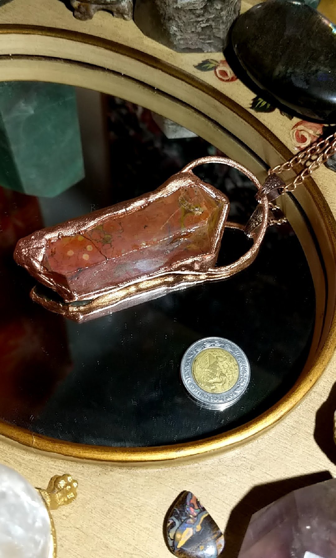 Reversible Jasper & Agate Copper Amulet product image (2)