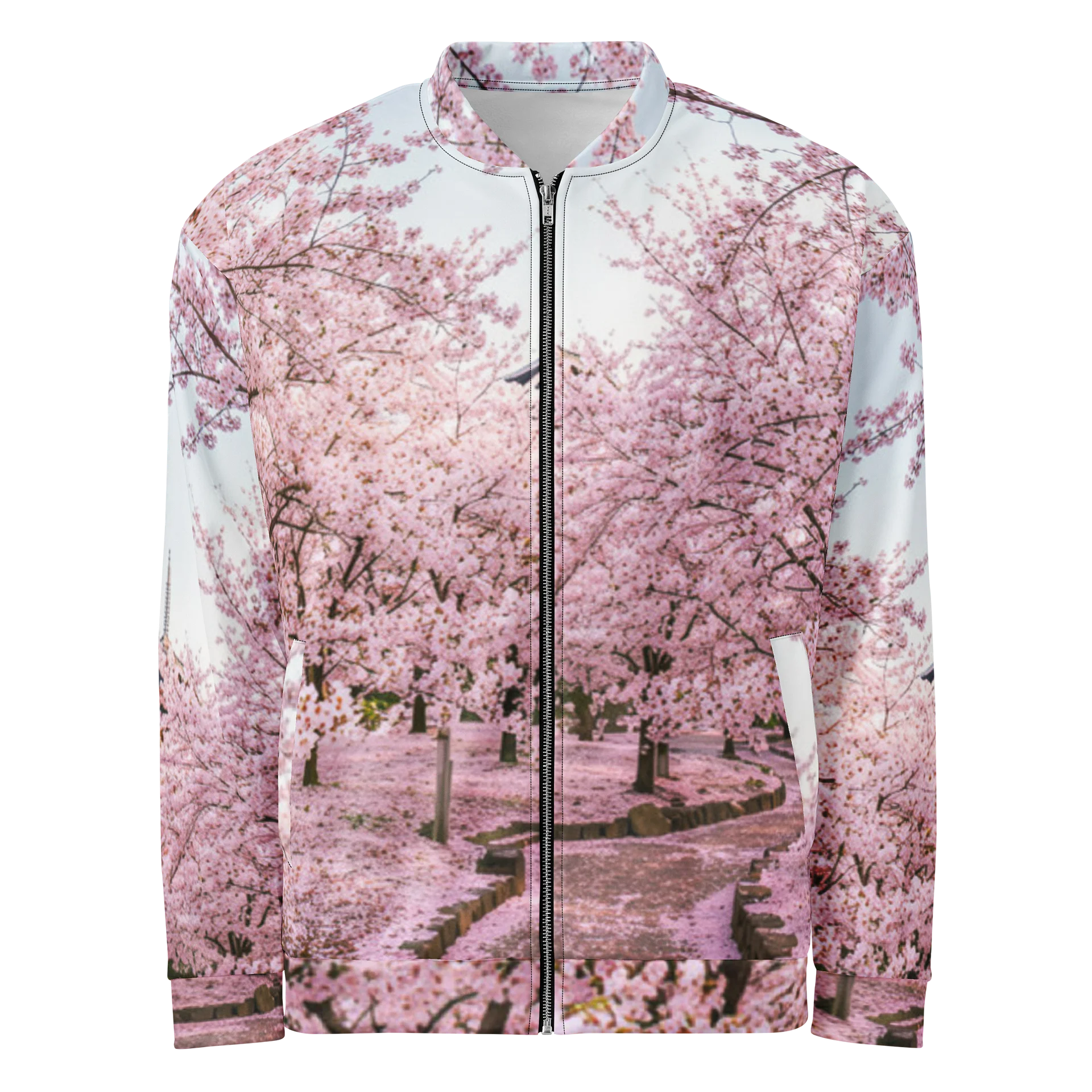 Cherry Blossom Bomber Jacket | Japanese Sakura Print Zip-Up product image (1)
