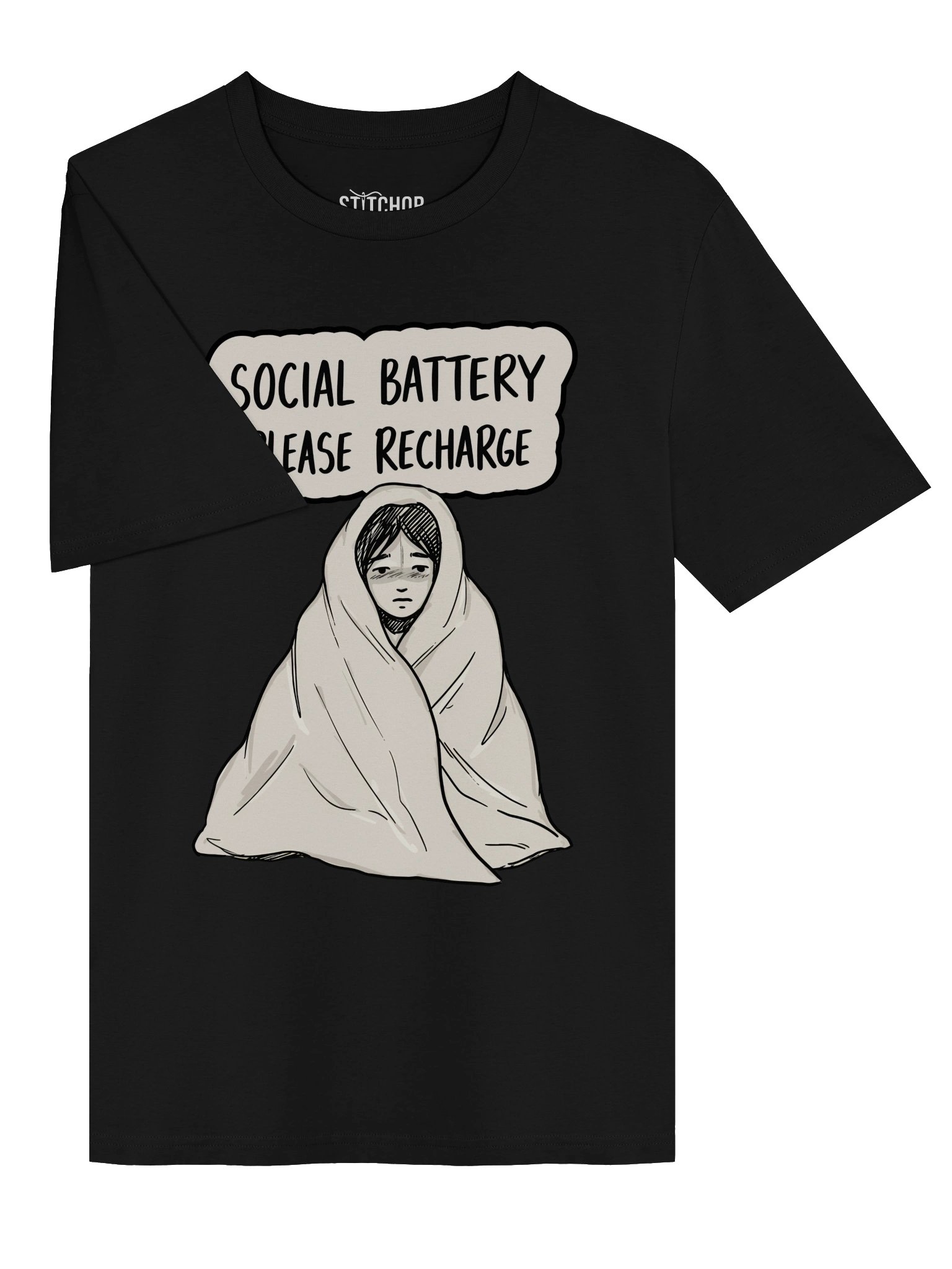 Social Battery Please Recharge – Funny Introvert Humor - Unisex Organic T-Shirt product image (6)