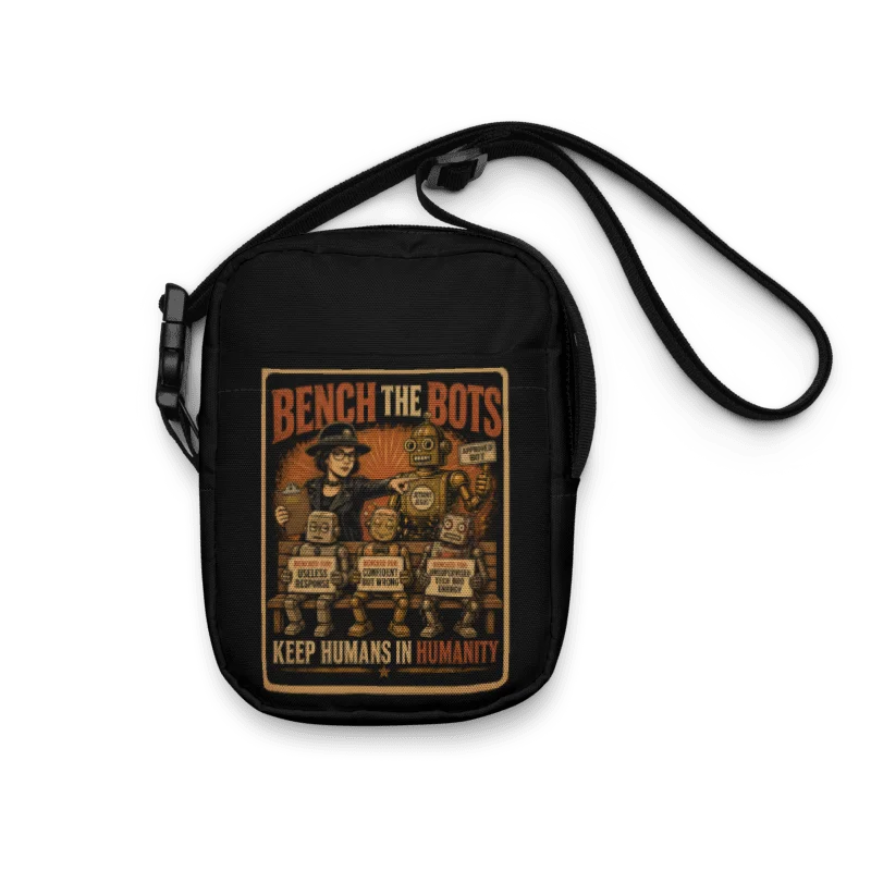 Bench the Bots Utility Crossbody Bag | Retro AI Protest Bag product image (3)