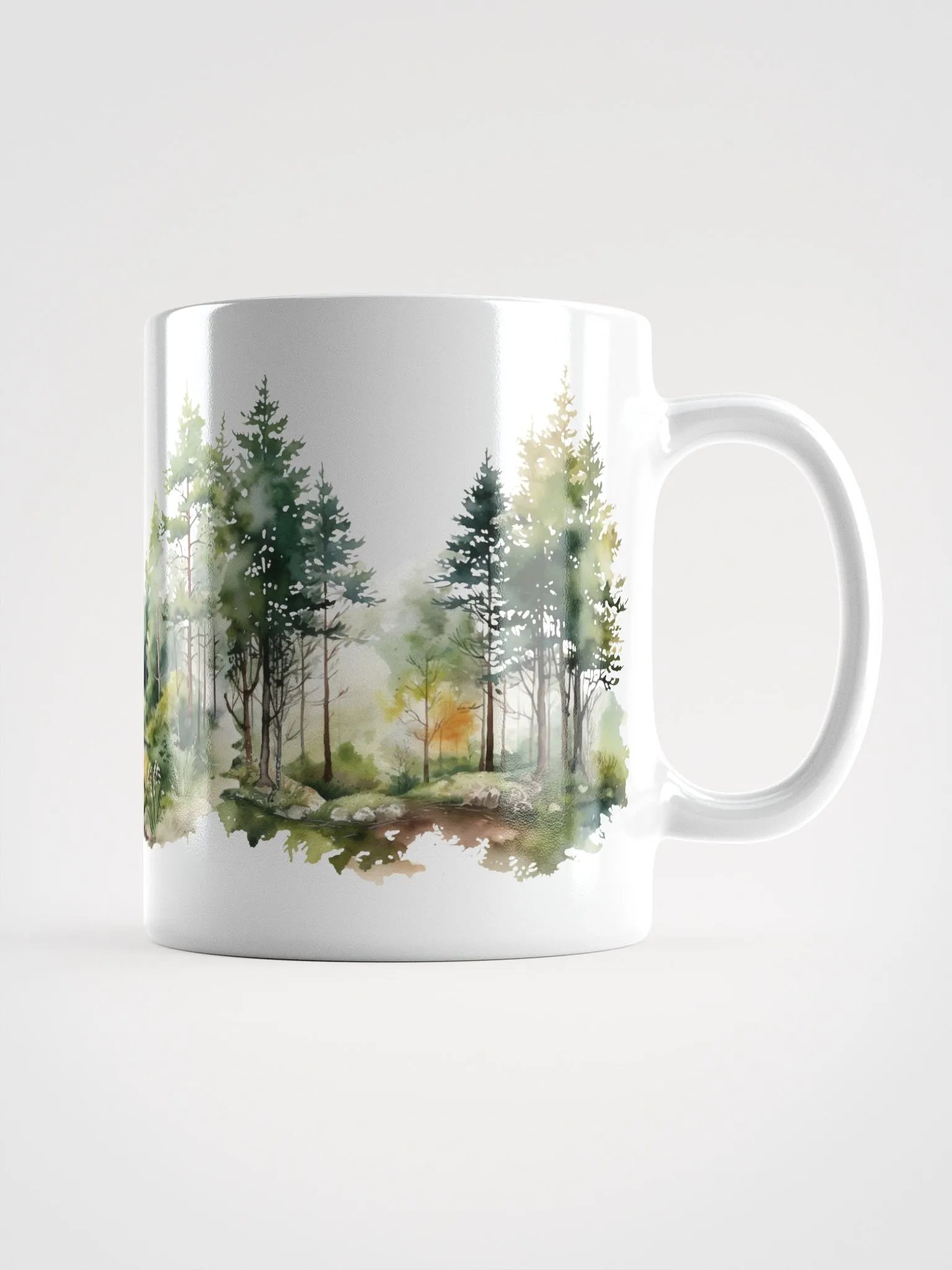 Serene Forest Path White Glossy Mug product image (1)