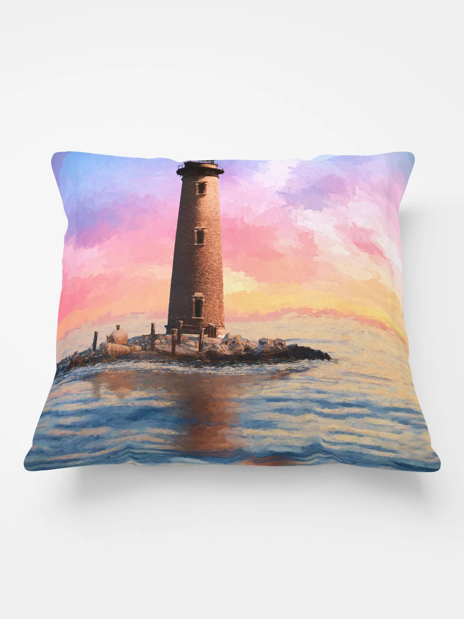 Sand Island Lighthouse – Mobile Alabama Throw Pillow product image (2)