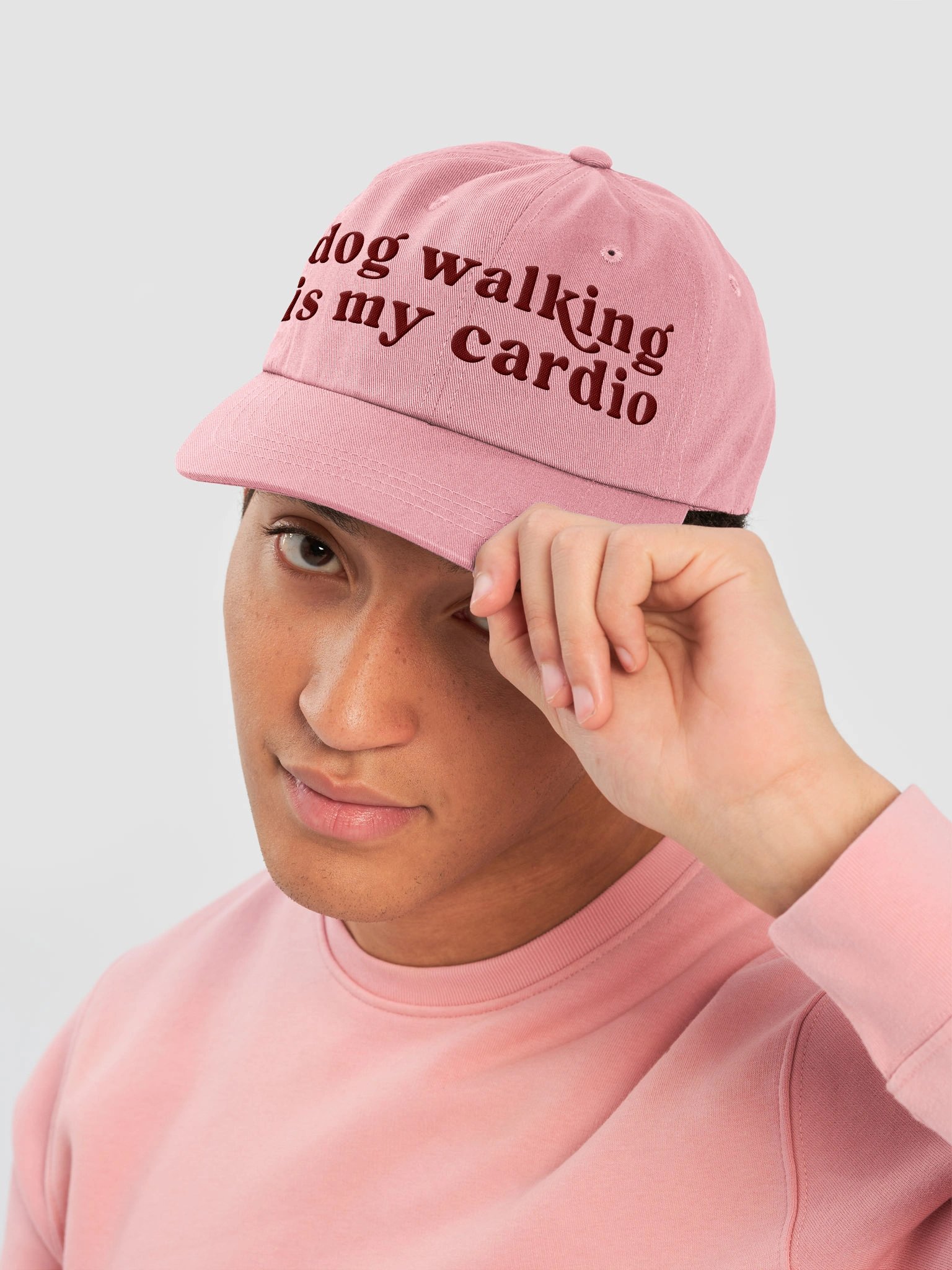 Dog Walking Is My Cardio Classic Dad Hat(Embroidered, Maroon Text) product image (2)