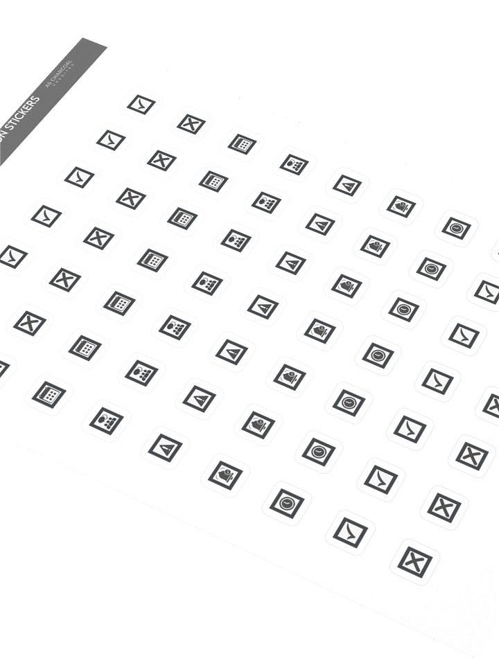 Daily Icons Journal Stickers A5 — Physical Sticker Sheet - Charcoal product image (2)