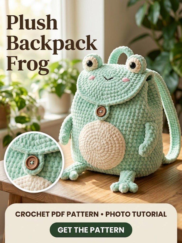 Plush Backpack Frog Crochet Pattern PDF product image (1)