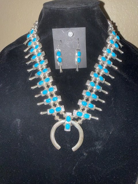 Artisan Sleeping Beauty Turquoise "Sky Blue" Squash Blossom Suite product image (1)